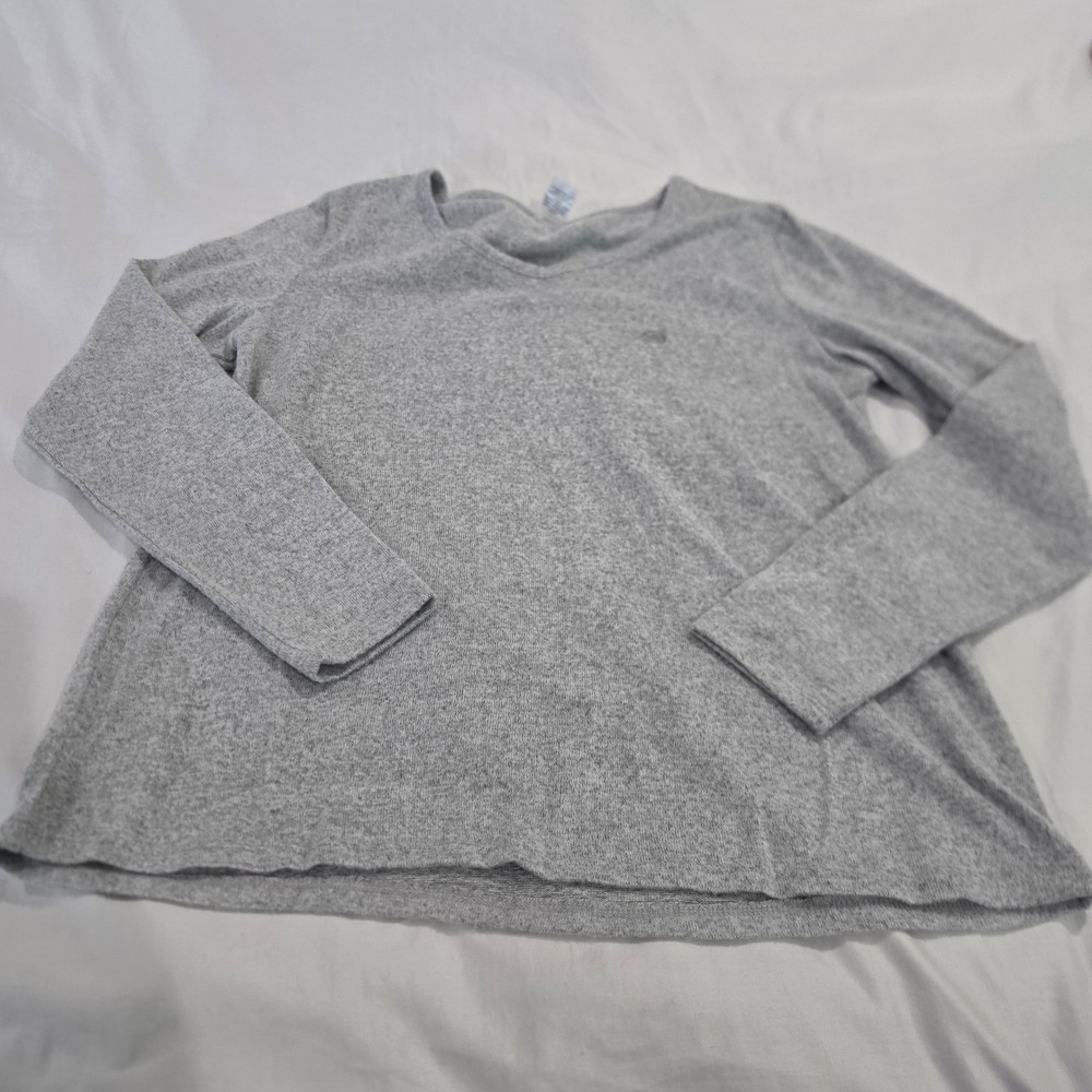 Born Long Sleeve Top Women Large Gray Excellent Heathered Knit Scoop Neck Logo